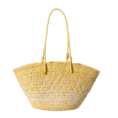 sac de plage en paille jaune