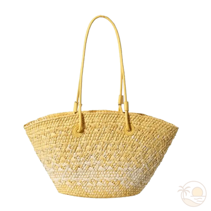 sac de plage en paille jaune