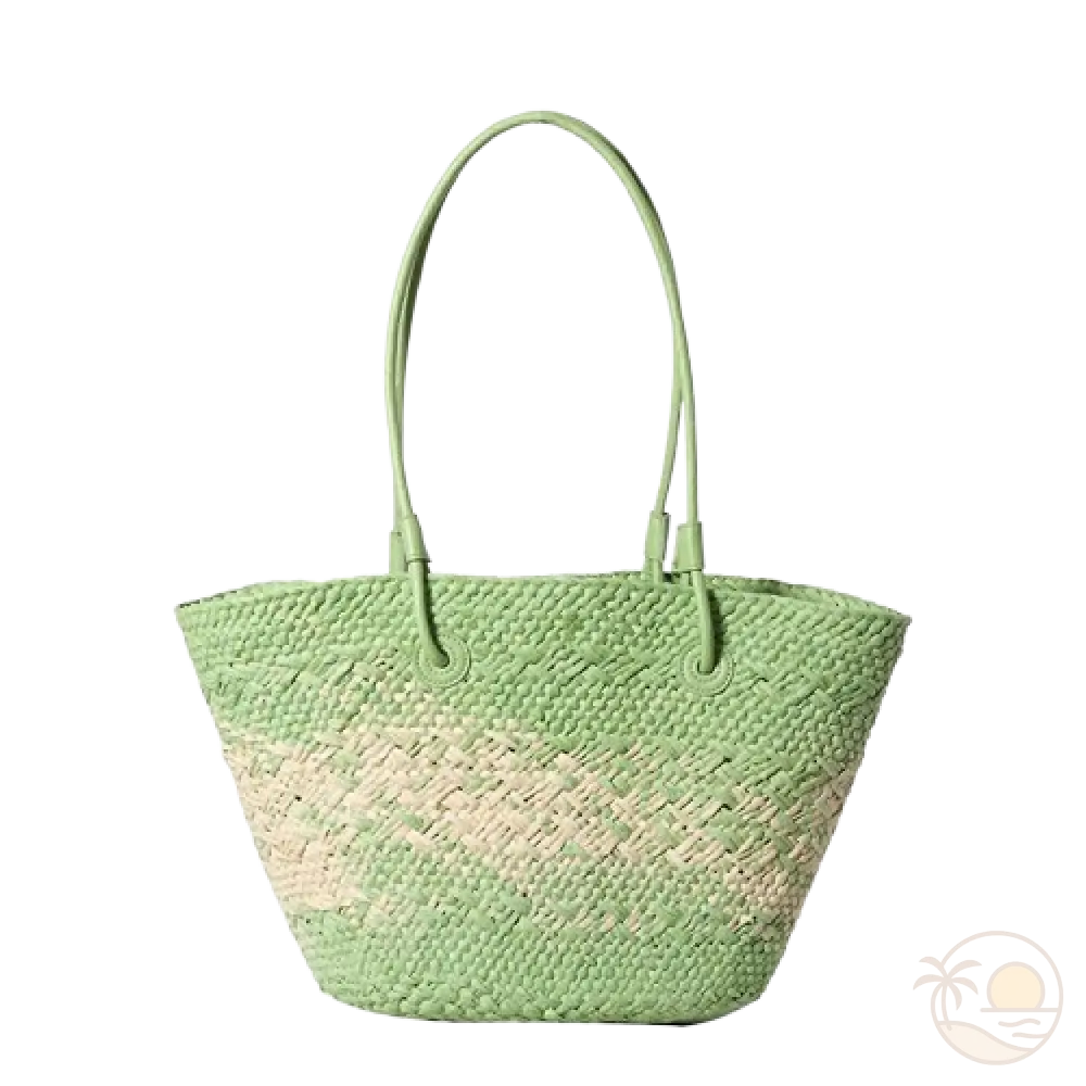 sac de plage en paille vert