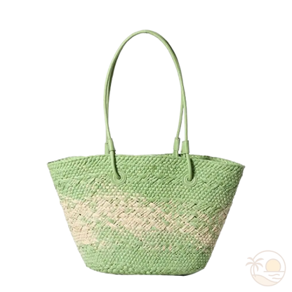 sac de plage en paille vert