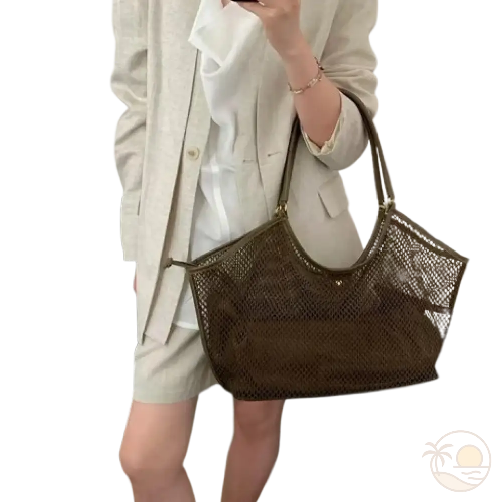 sac de plage en toile marron femme