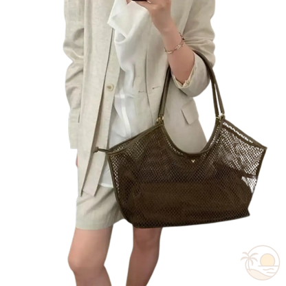 sac de plage en toile marron femme