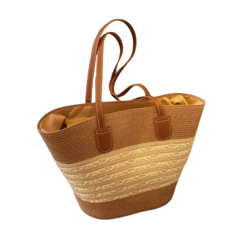 sac de plage paille marron