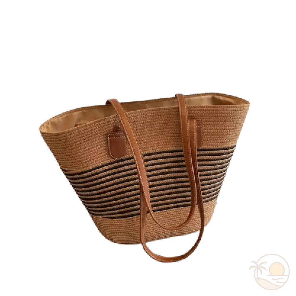 sac de plage paille marron fonce