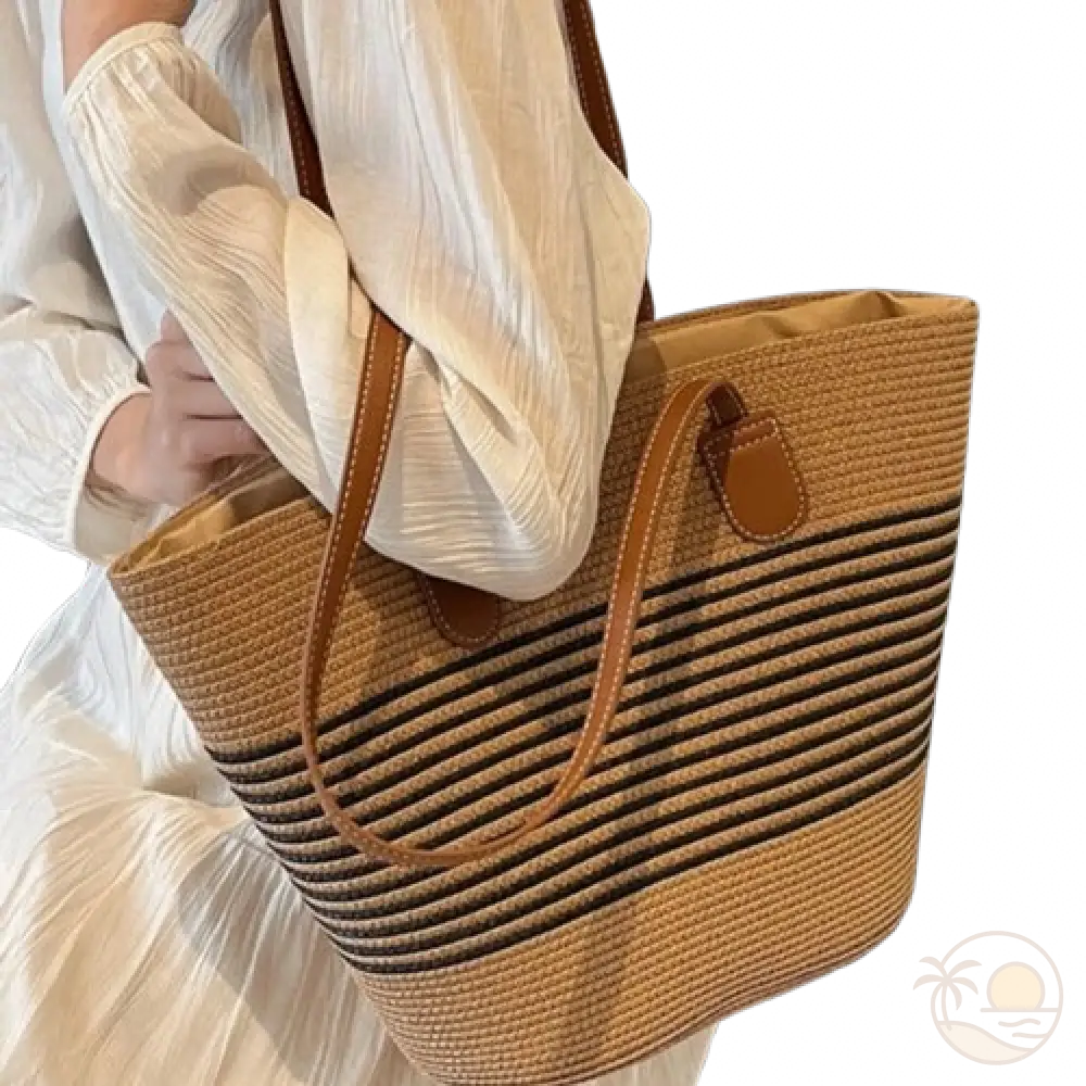 sac de plage paille marron fonce femme