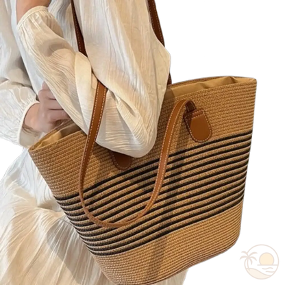 sac de plage paille marron fonce femme
