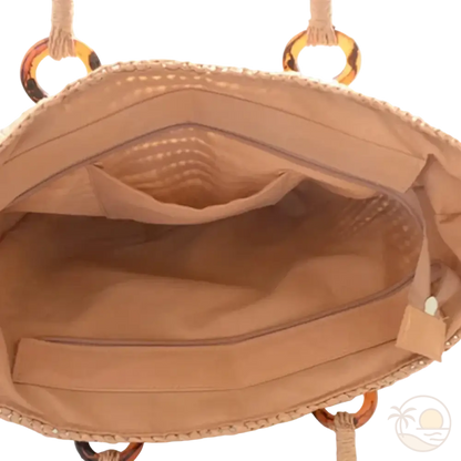 sac de plage panier beige interieur