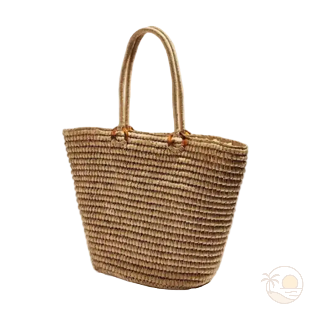 sac de plage panier marron clair profil