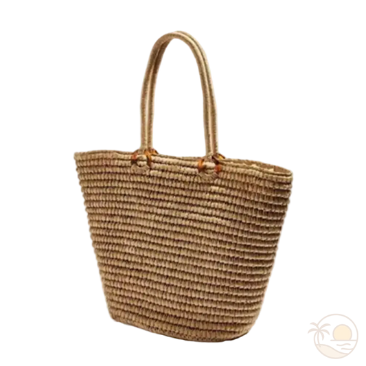 sac de plage panier marron clair profil