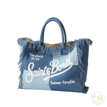 sac de plage saint barth bleu carreaux