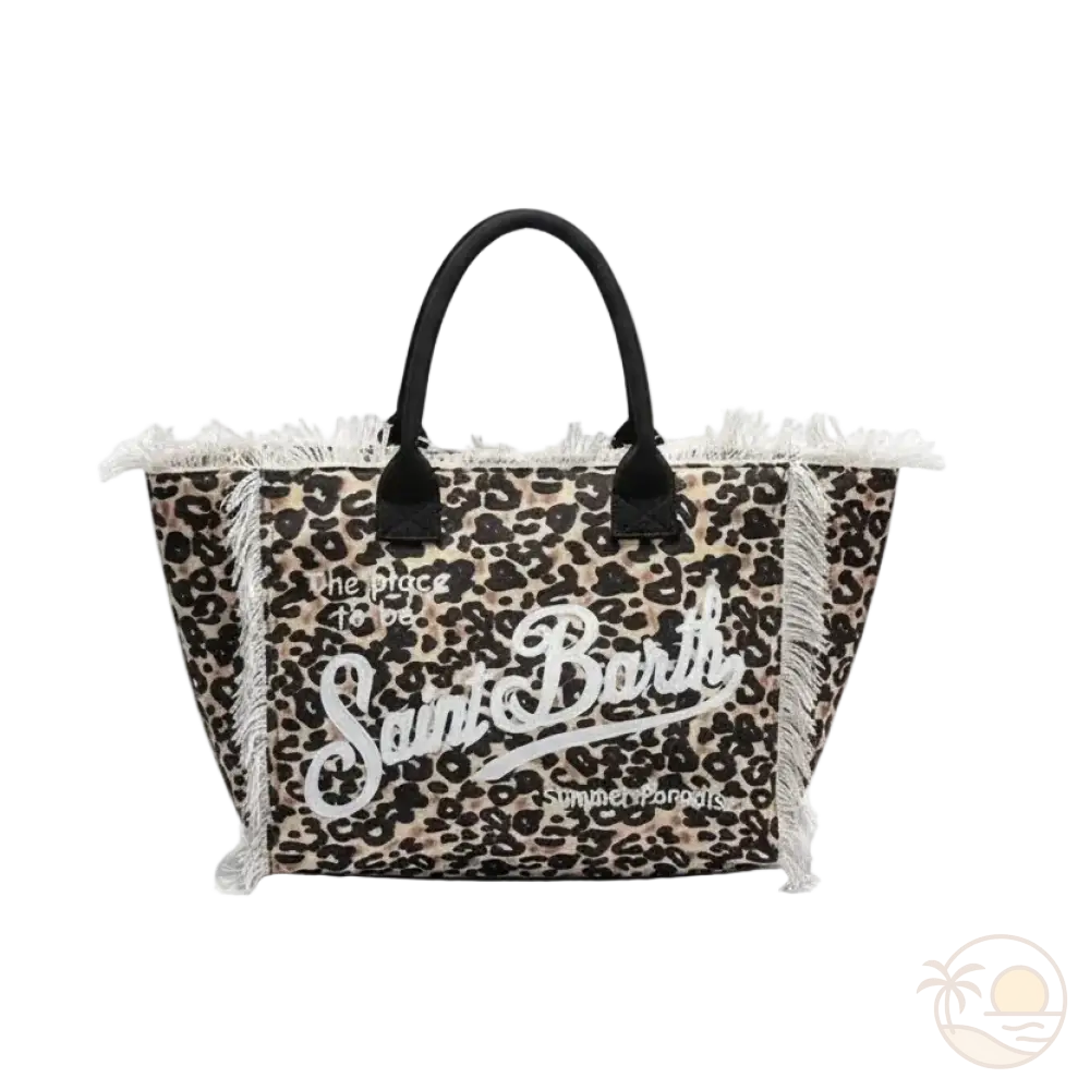 sac de plage saint barth imprime leopard