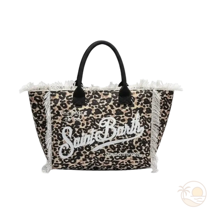 sac de plage saint barth imprime leopard