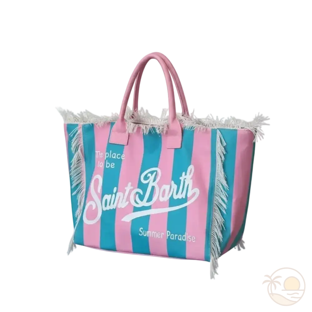 sac de plage saint barth rose et bleu