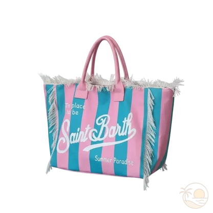 sac de plage saint barth rose et bleu