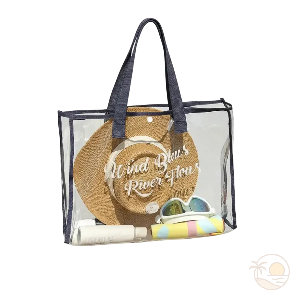 sac de plage transparent bleu marine