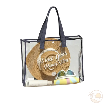 sac de plage transparent bleu marine