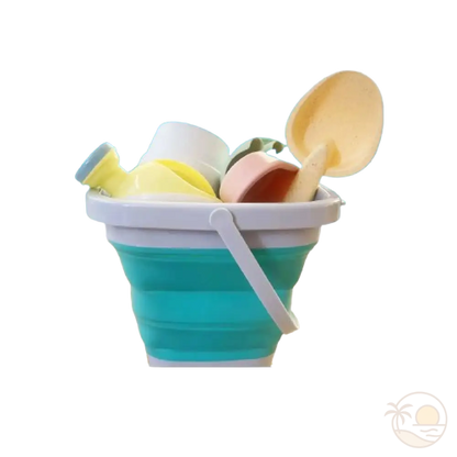 seau de plage pliable bleu dix jouets de plage