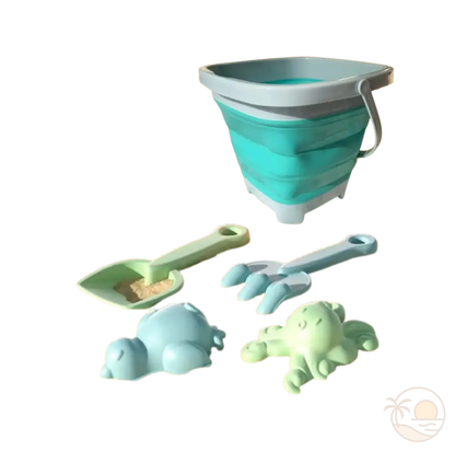 seau de plage pliable bleu jouets plage