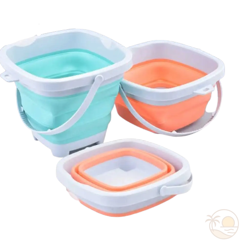 seau de plage pliable orange bleu