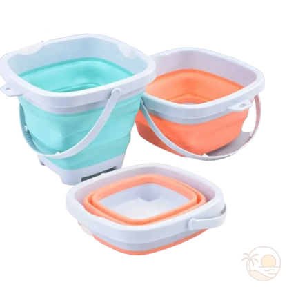 seau de plage pliable orange bleu