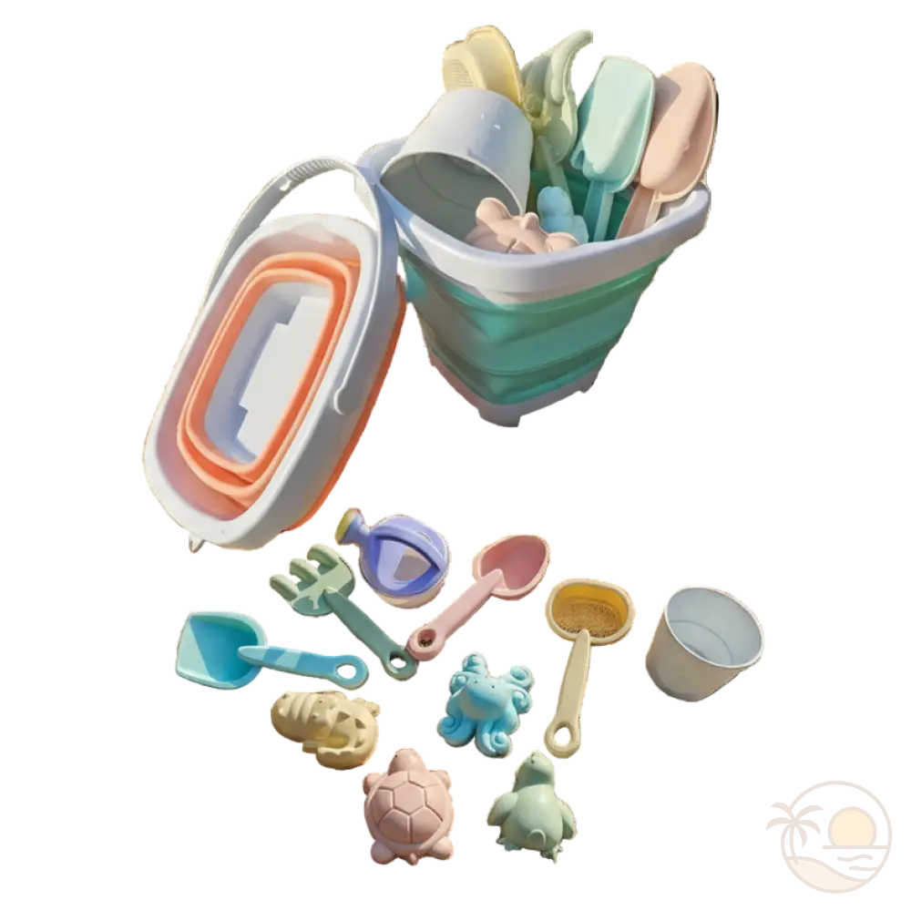 seau de plage pliable orange bleu jouets de plage