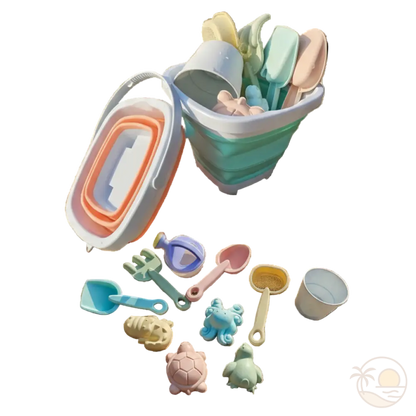 seau de plage pliable orange bleu jouets de plage