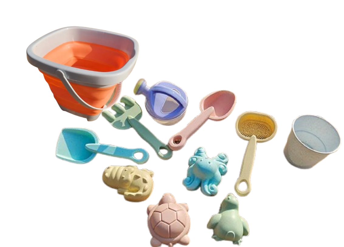 seau de plage pliable orange dix jouets de plage
