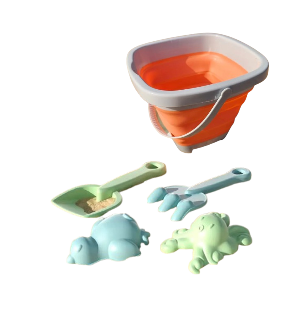 seau de plage pliable orange jouets plage