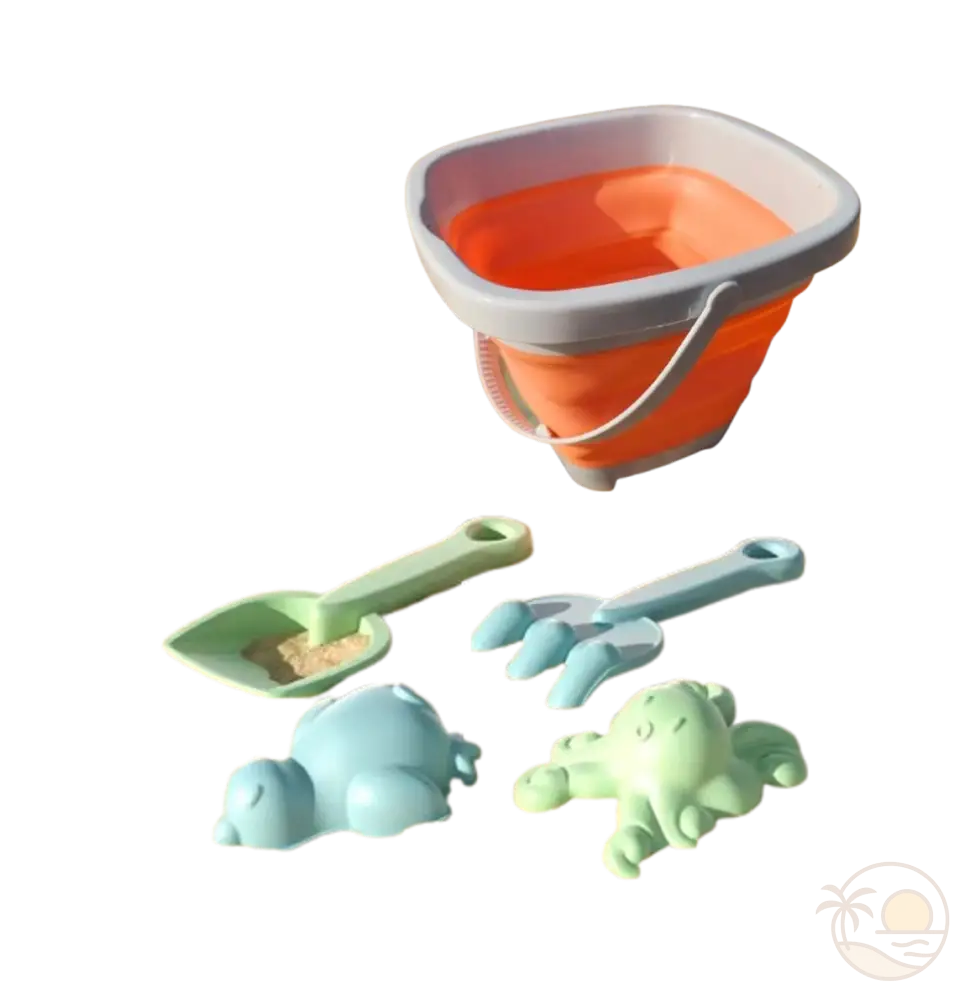 seau de plage pliable orange jouets plage