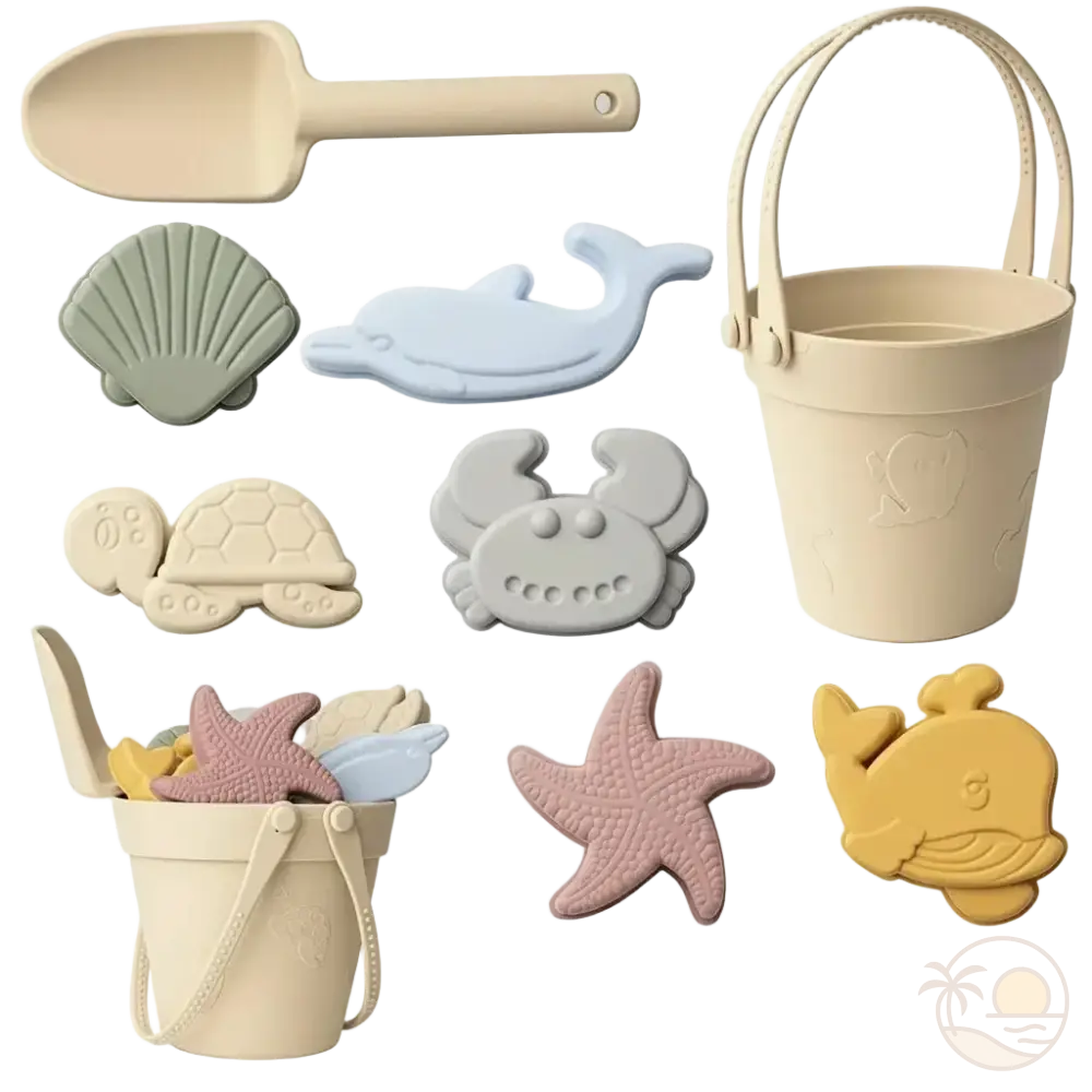 seau et pelle pour la plage blanc