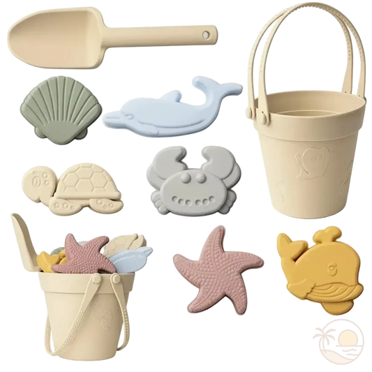 seau et pelle pour la plage blanc