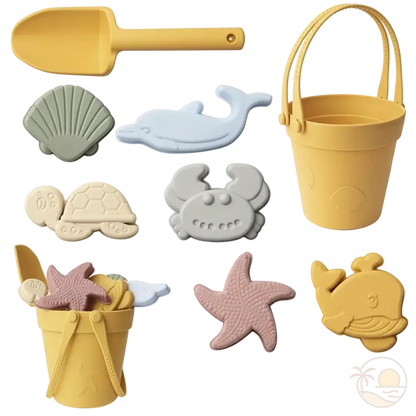 seau et pelle pour la plage jaune