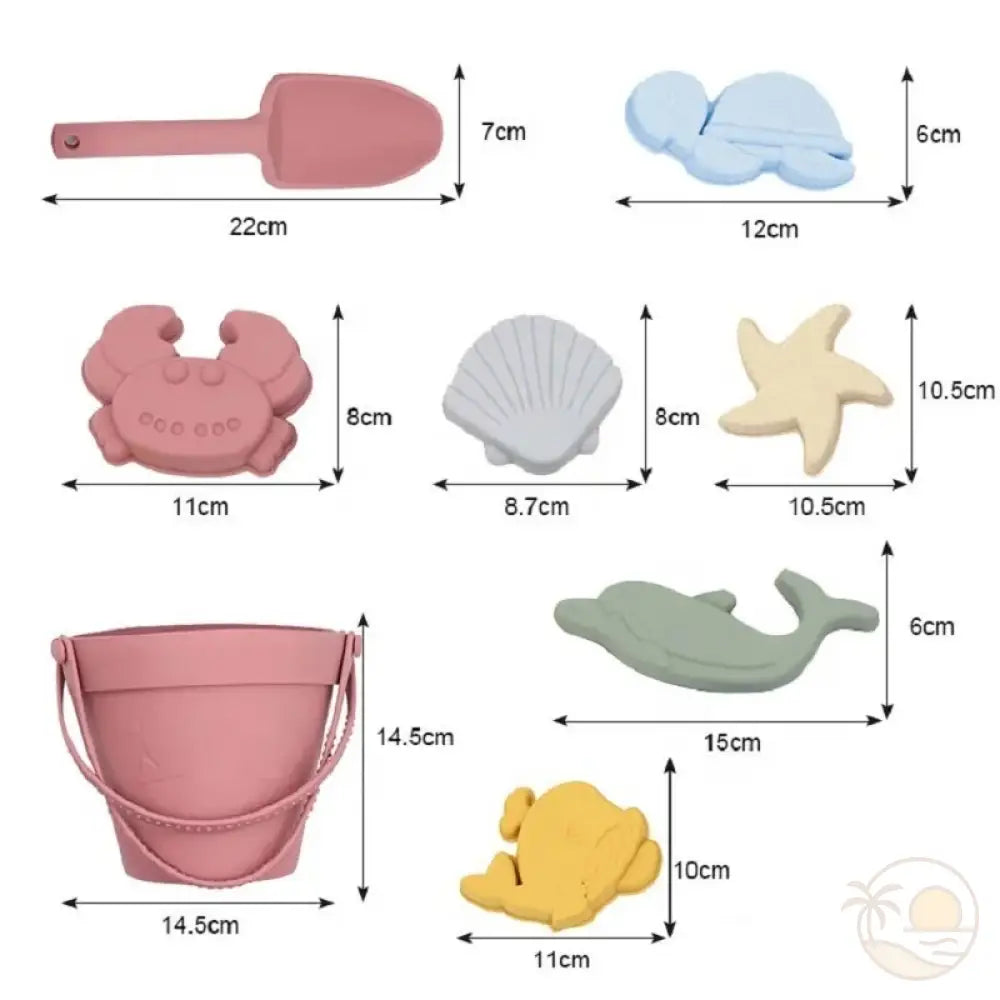 seau et pelle pour la plage rose dimensions