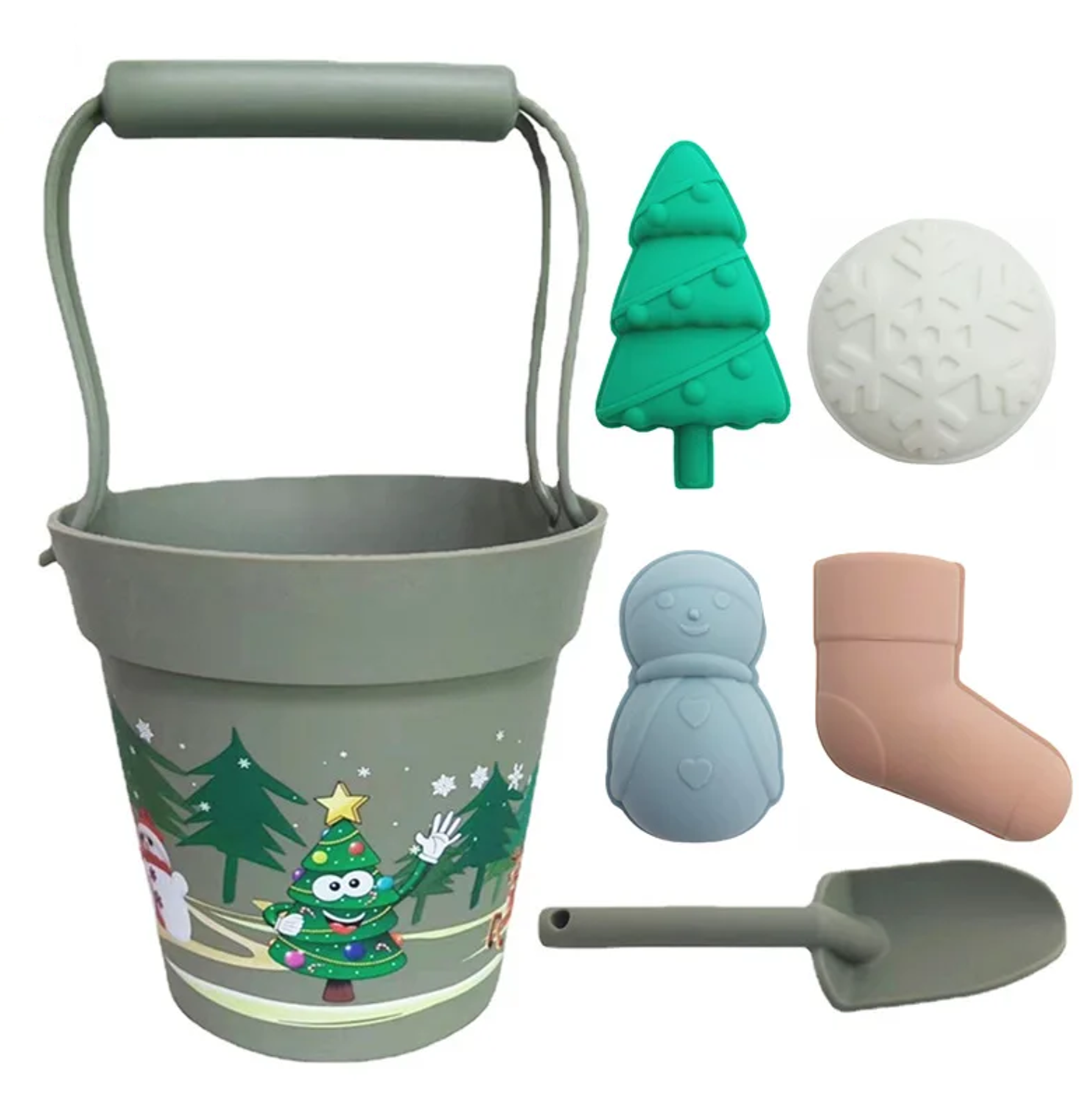 seau pelle plage noel vert