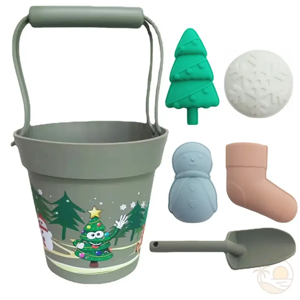 seau pelle plage noel vert