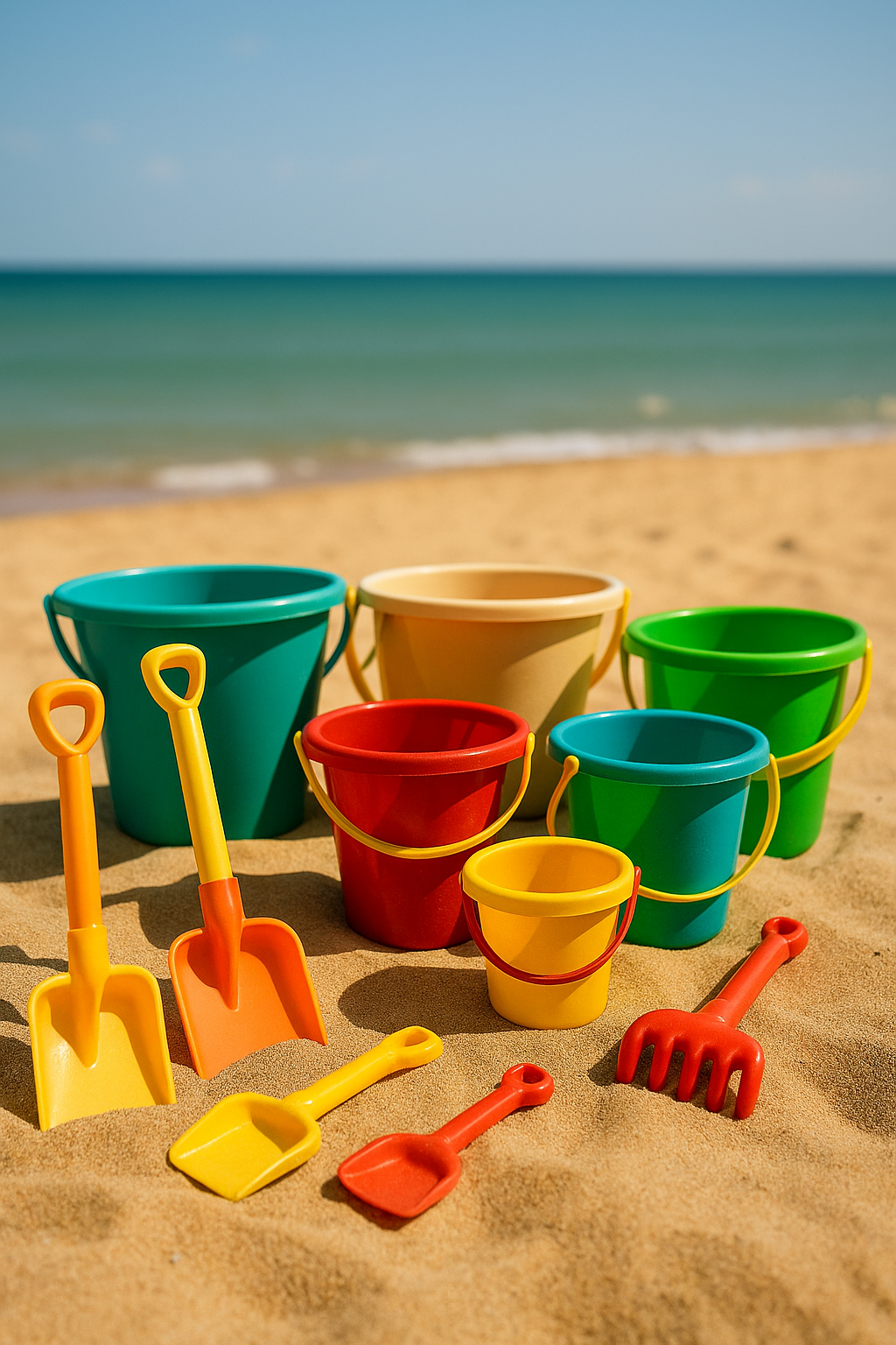 seaux pelles rateaux plage