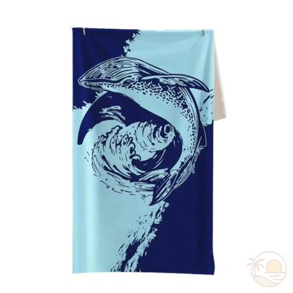serviette de plage anti sable baleine bleue