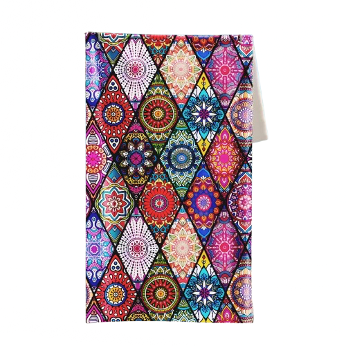 serviette de plage anti sable mandalas multicolores