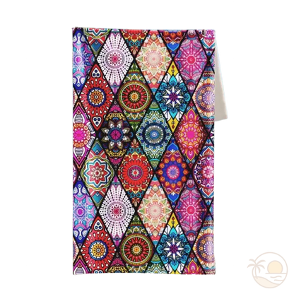 serviette de plage anti sable mandalas multicolores