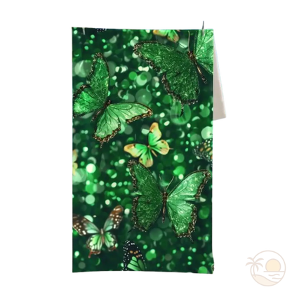 serviette de plage anti sable papillons verts