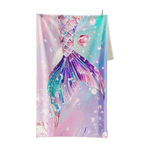 serviette de plage anti sable queue sirene rose