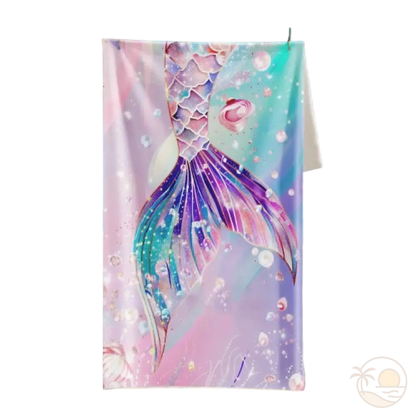 serviette de plage anti sable queue sirene rose