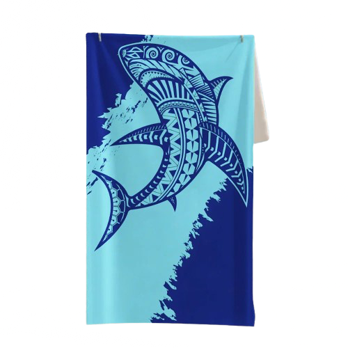 serviette de plage anti sable requin bleu