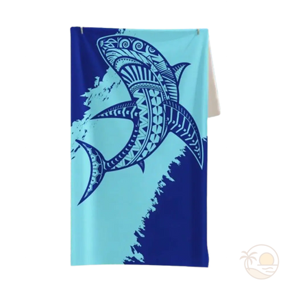 serviette de plage anti sable requin bleu