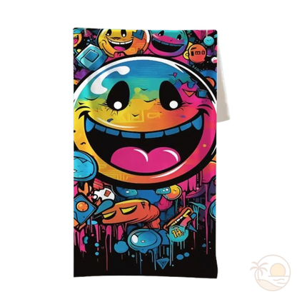 serviette de plage anti sable smiley multicolore