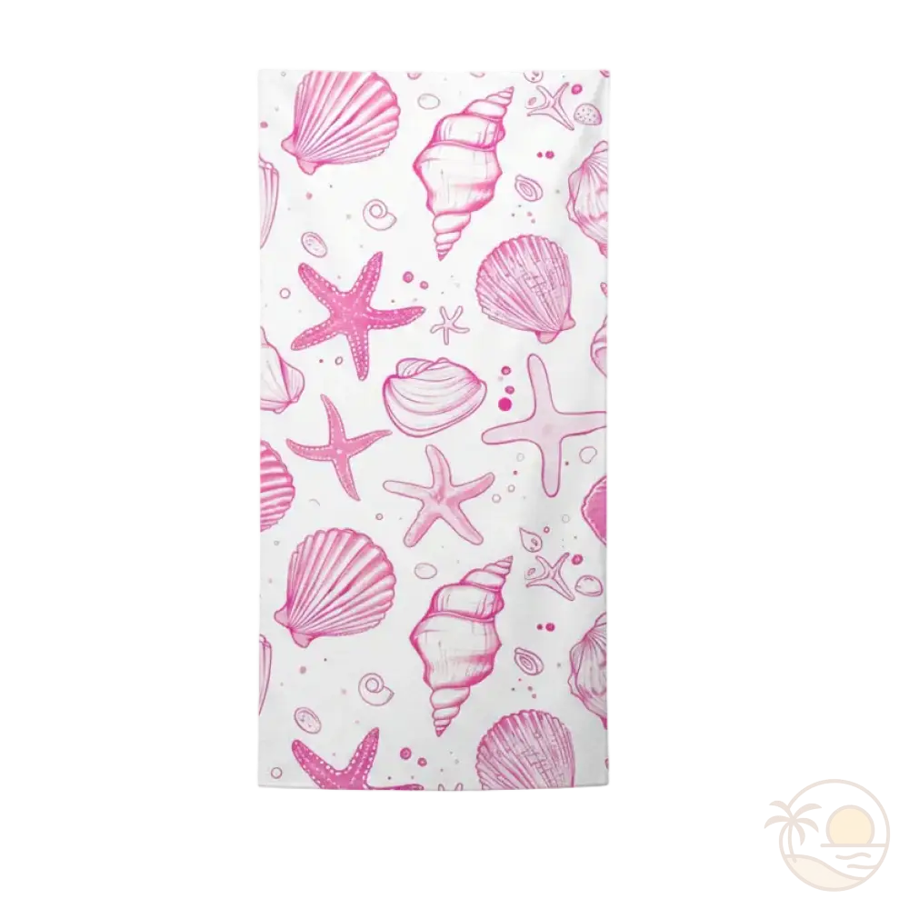 serviette de plage coquillage blanc rose