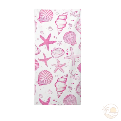 serviette de plage coquillage blanc rose