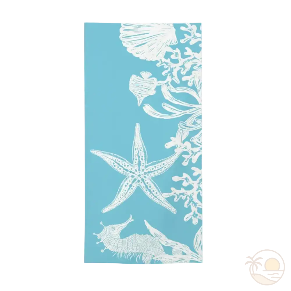 serviette de plage coquillage bleu et blanc