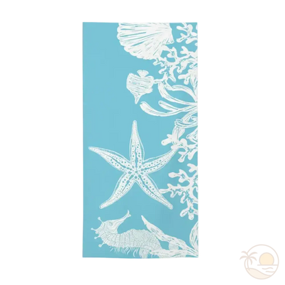 serviette de plage coquillage bleu et blanc