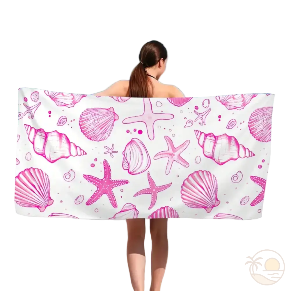 serviette de plage coquillage rose femme